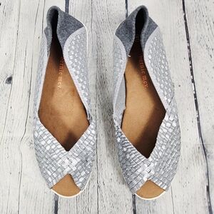 BERNIE MEV. | peep toe stretch metallic ballet flats